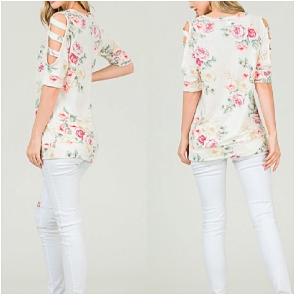 📍SALE Softest Ever Floral Ladder Sleeve Top SM - Picture 4 of 8